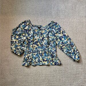 Ann Taylor square neck floral blouse Size S